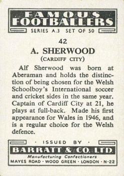 1955 Barratt & Co. Famous Footballers (A3) #42 Alf Sherwood Back