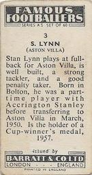 1957 Barratt & Co. Famous Footballers (A5) #3 Stan Lynn Back