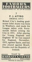 1957 Barratt & Co. Famous Footballers (A5) #7 John Atyeo Back