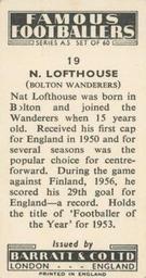 1957 Barratt & Co. Famous Footballers (A5) #19 Nat Lofthouse Back
