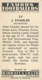 1957 Barratt & Co. Famous Footballers (A5) #24 John Charles Back