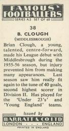 1957 Barratt & Co. Famous Footballers (A5) #38 Brian Clough Back