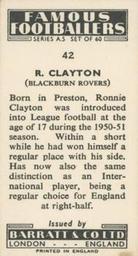 1957 Barratt & Co. Famous Footballers (A5) #42 Ronnie Clayton Back