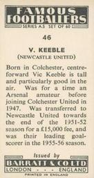 1957 Barratt & Co. Famous Footballers (A5) #46 Vic Keeble Back
