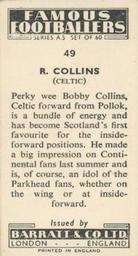 1957 Barratt & Co. Famous Footballers (A5) #49 Bobby Collins Back