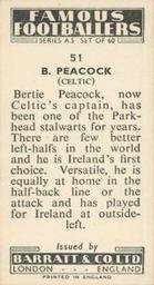 1957 Barratt & Co. Famous Footballers (A5) #51 Bertie Peacock Back