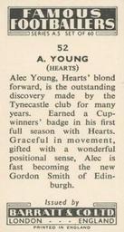 1957 Barratt & Co. Famous Footballers (A5) #52 Alex Young Back