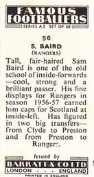 1957 Barratt & Co. Famous Footballers (A5) #56 Sammy Baird Back