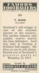 1957 Barratt & Co. Famous Footballers (A5) #60 Tommy Ring Back