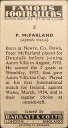 1958 Barratt & Co. Famous Footballers (A6) #1 Peter McParland Back