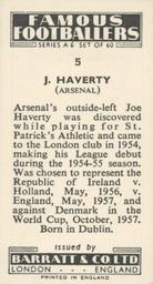 1958 Barratt & Co. Famous Footballers (A6) #5 Joe Haverty Back