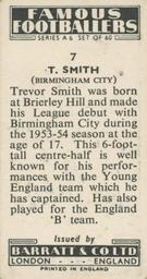 1958 Barratt & Co. Famous Footballers (A6) #7 Trevor Smith Back