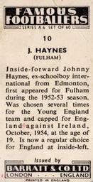 1958 Barratt & Co. Famous Footballers (A6) #10 Johnny Haynes Back