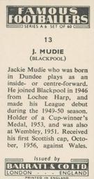 1958 Barratt & Co. Famous Footballers (A6) #13 Jackie Mudie Back
