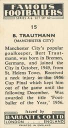 1958 Barratt & Co. Famous Footballers (A6) #15 Bert Trautmann Back