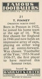 1958 Barratt & Co. Famous Footballers (A6) #21 Tom Finney Back
