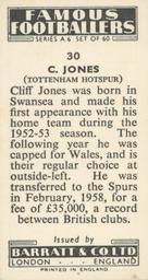 1958 Barratt & Co. Famous Footballers (A6) #30 Cliff Jones Back