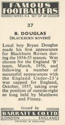1958 Barratt & Co. Famous Footballers (A6) #37 Bryan Douglas Back