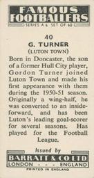 1958 Barratt & Co. Famous Footballers (A6) #40 Gordon Turner Back