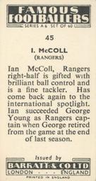 1958 Barratt & Co. Famous Footballers (A6) #45 Ian McColl Back