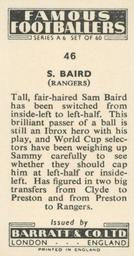 1958 Barratt & Co. Famous Footballers (A6) #46 Sammy Baird Back