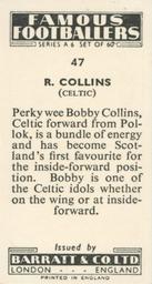1958 Barratt & Co. Famous Footballers (A6) #47 Bobby Collins Back