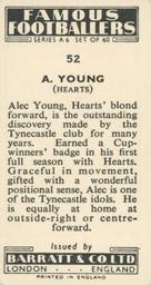1958 Barratt & Co. Famous Footballers (A6) #52 Alex Young Back
