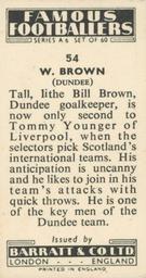 1958 Barratt & Co. Famous Footballers (A6) #54 Bill Brown Back