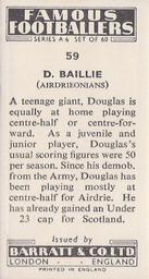 1958 Barratt & Co. Famous Footballers (A6) #59 Doug Baillie Back
