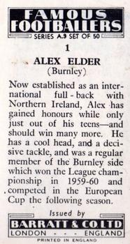 1961 Barratt & Co. Famous Footballers (A9) #1 Alex Elder Back