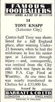 1961 Barratt & Co. Famous Footballers (A9) #14 Tony Knapp Back