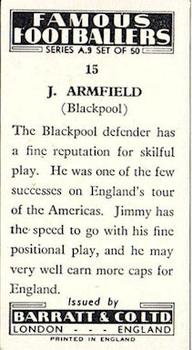 1961 Barratt & Co. Famous Footballers (A9) #15 Jimmy Armfield Back