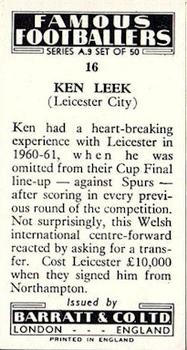 1961 Barratt & Co. Famous Footballers (A9) #16 Ken Leek Back
