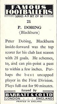1961 Barratt & Co. Famous Footballers (A9) #21 Peter Dobing Back