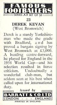 1961 Barratt & Co. Famous Footballers (A9) #23 Derek Kevan Back
