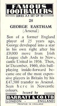 1961 Barratt & Co. Famous Footballers (A9) #28 George Eastham Back