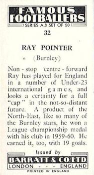 1961 Barratt & Co. Famous Footballers (A9) #32 Ray Pointer Back