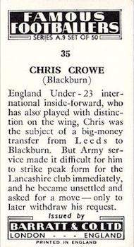 1961 Barratt & Co. Famous Footballers (A9) #35 Chris Crowe Back