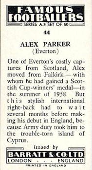 1961 Barratt & Co. Famous Footballers (A9) #44 Alex Parker Back