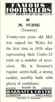 1961 Barratt & Co. Famous Footballers (A9) #46 Mel Nurse Back