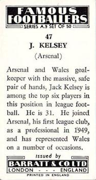 1961 Barratt & Co. Famous Footballers (A9) #47 Jack Kelsey Back