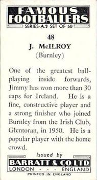 1961 Barratt & Co. Famous Footballers (A9) #48 Jimmy McIlroy Back