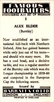 1963 Barratt & Co. Famous Footballers (A11) #1 Alex Elder Back