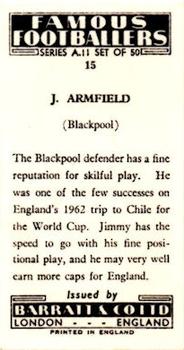 1963 Barratt & Co. Famous Footballers (A11) #15 Jimmy Armfield Back