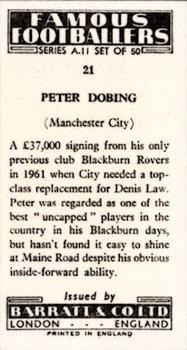 1963 Barratt & Co. Famous Footballers (A11) #21 Peter Dobing Back