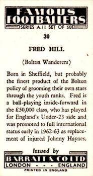 1963 Barratt & Co. Famous Footballers (A11) #30 Fred Hill Back