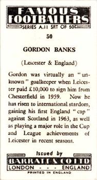 1963 Barratt & Co. Famous Footballers (A11) #50 Gordon Banks Back