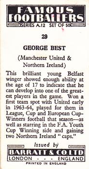 1964 Barratt & Co. Famous Footballers (A12) #29 George Best Back