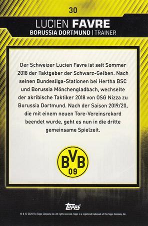 2020-21 Topps BVB Team Set #30 Lucien Favre Back