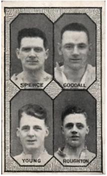 1930 Barratt & Co. Football Teams - 1st Division #NNO Bon Spence / Roy Goodall / Alf Young / George Roughton Front